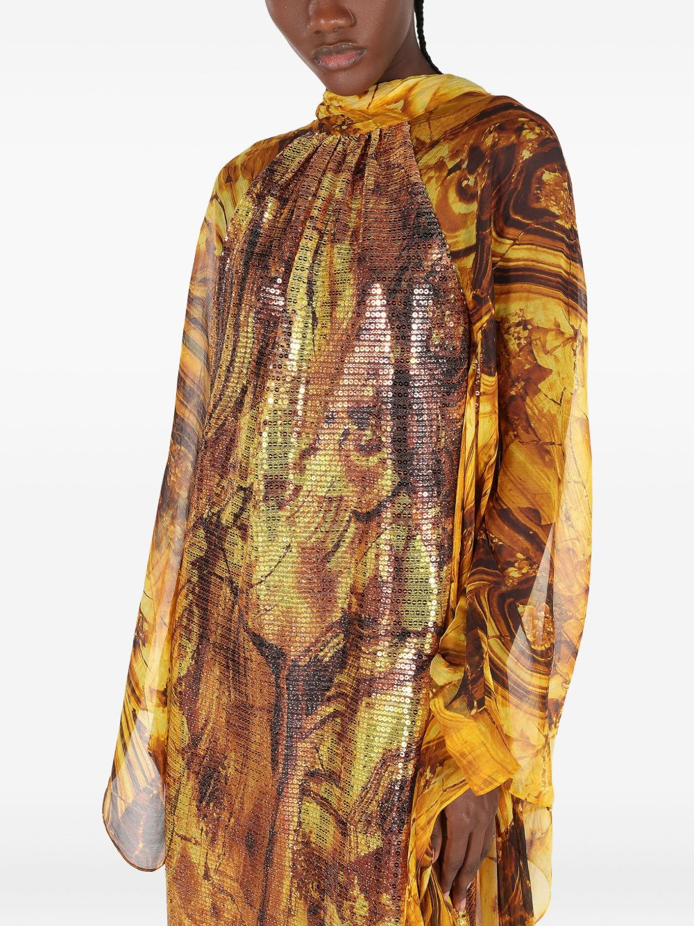 amber-print sequin-embellished maxi dress - 5