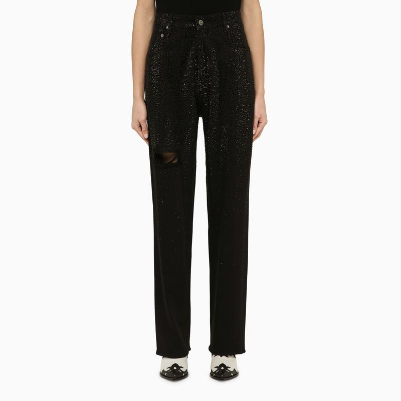 GOLDEN GOOSE DENIM TROUSERS WITH CRYSTALS - 1