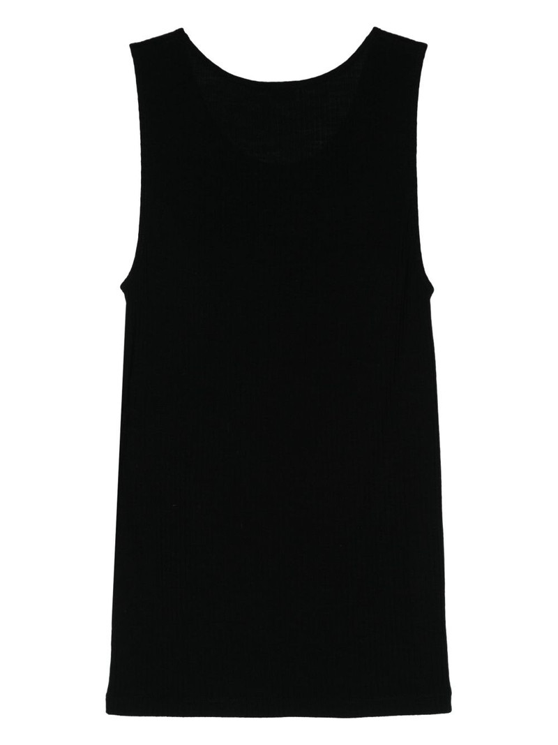SAINT LAURENT logo-embroidered wool tank top outlook