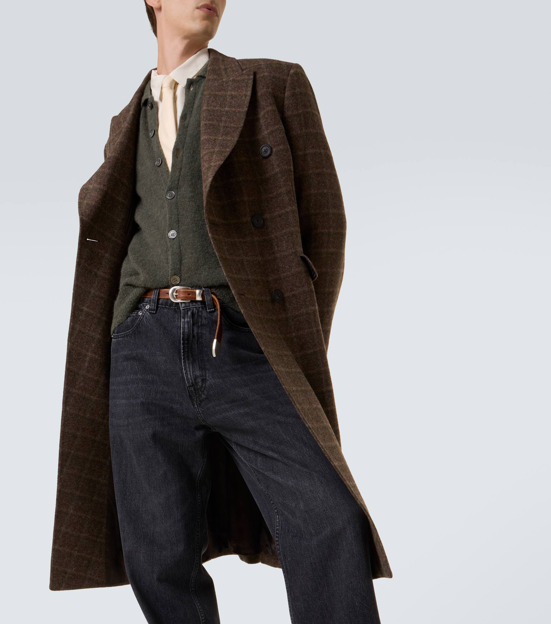 Whale checked virgin wool coat - 5