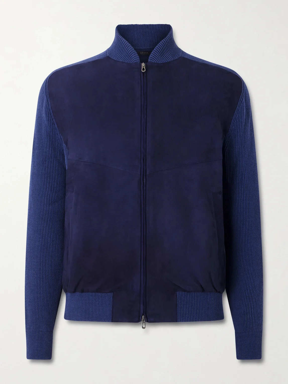 Suede and Ribbed Cotton and Cashmere-Blend Bomber Jacket - 1