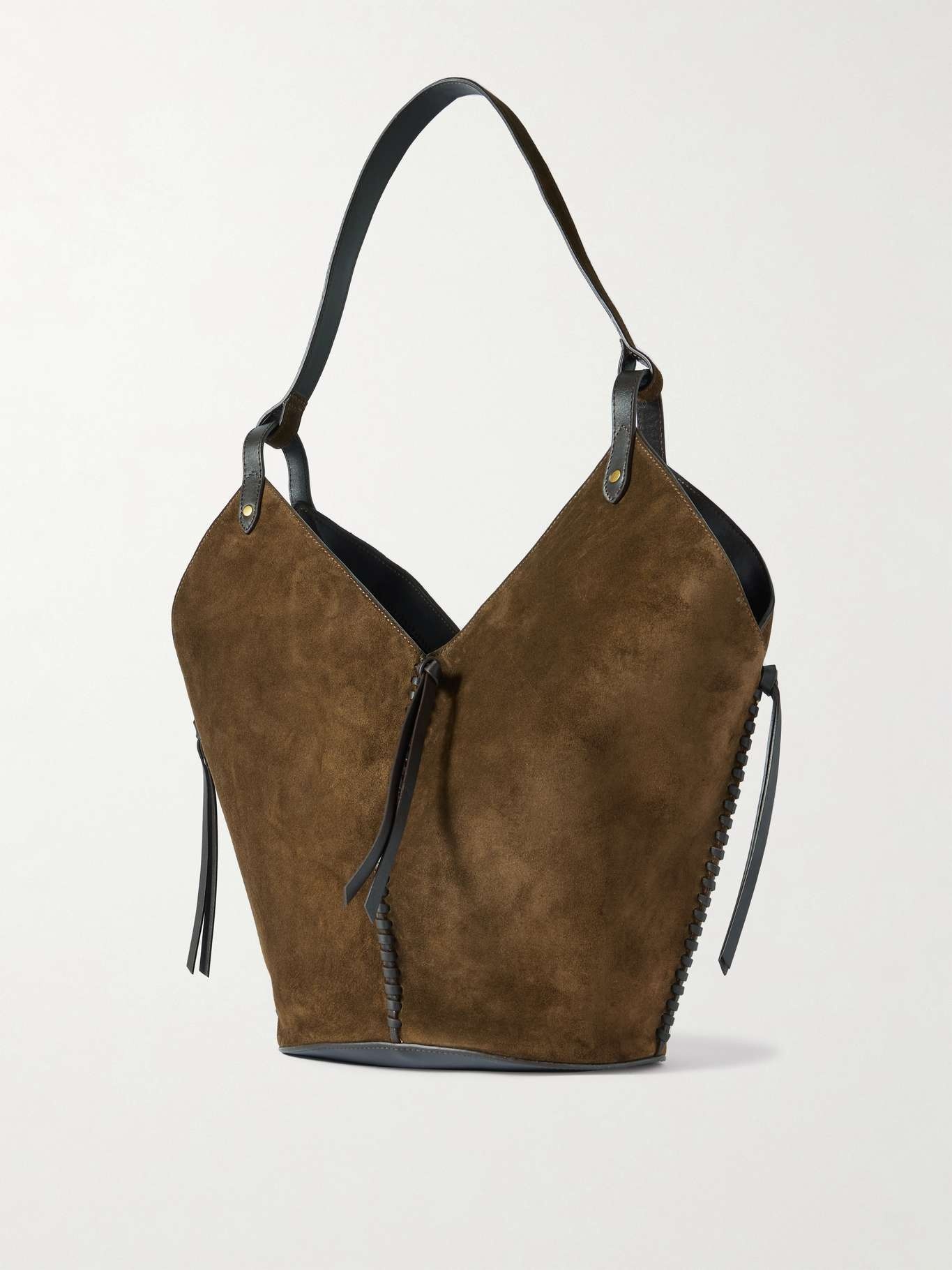 Tampa leather-trimmed suede tote Brown - 3