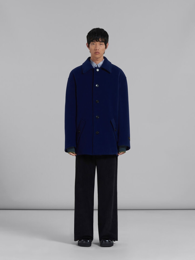 Marni BLUE WOOL FELT CABAN COAT outlook