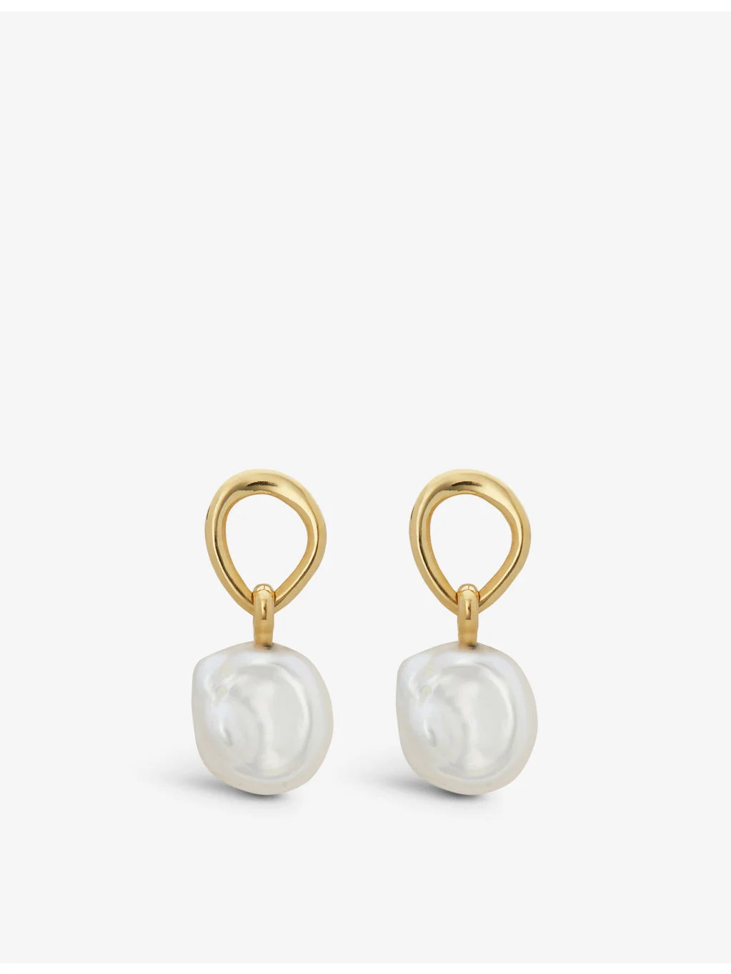 Nura Keshi 18ct recycled yellow gold-plated vermeil sterling silver and pearl drop earrings - 1