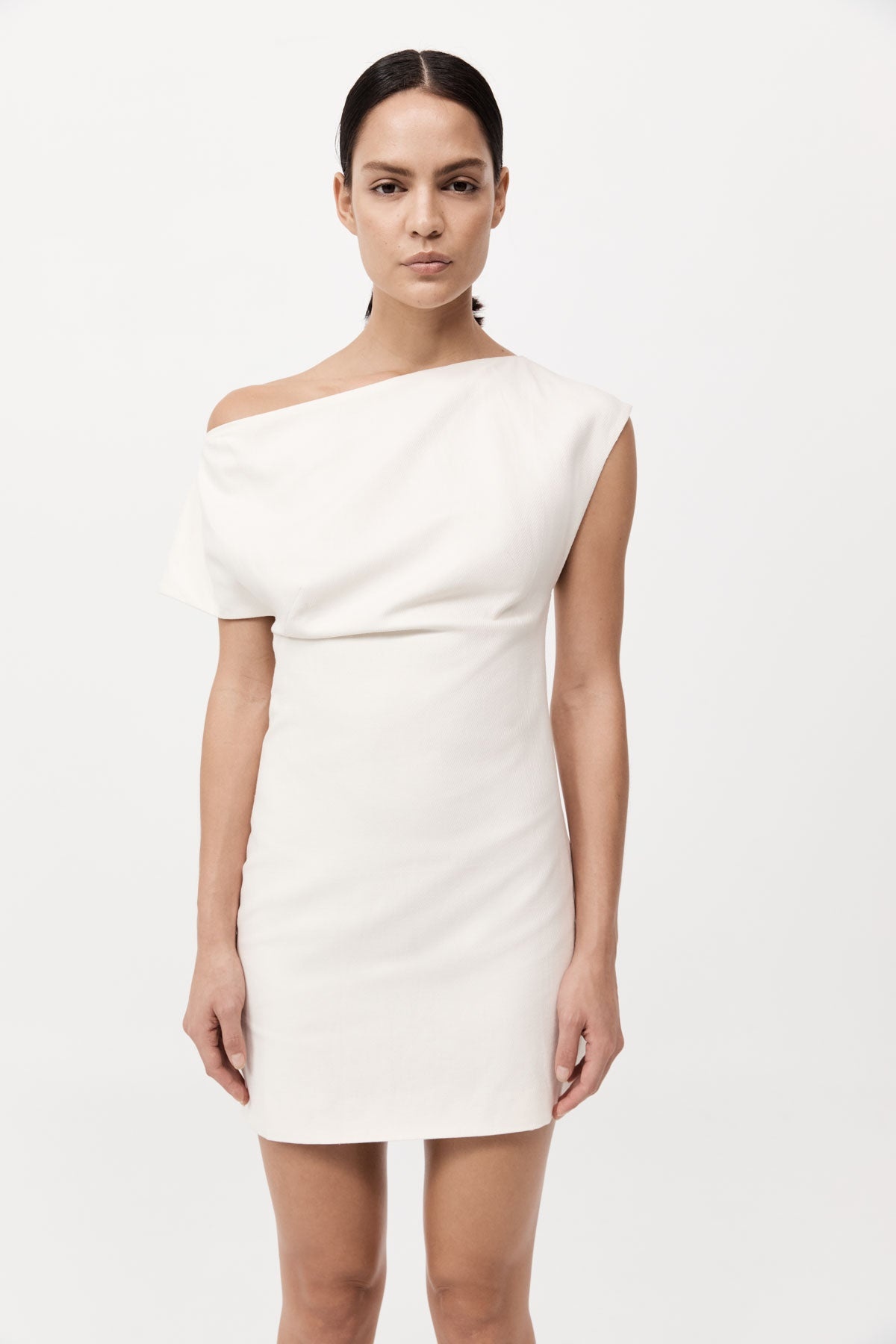 Asymmetric Mini Dress - Ivory - 3