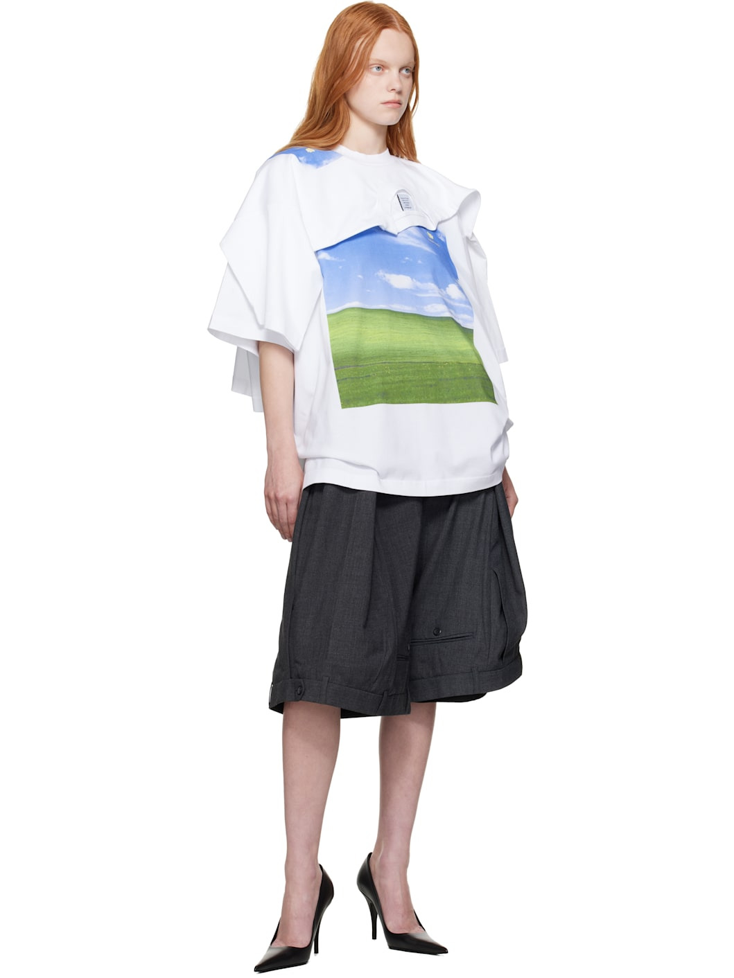 White Desktop Double Layered T-shirt - 4