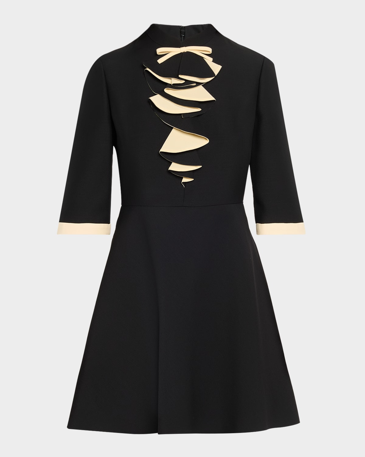 Ruffle Bust Short-Sleeve Mini Dress - 1