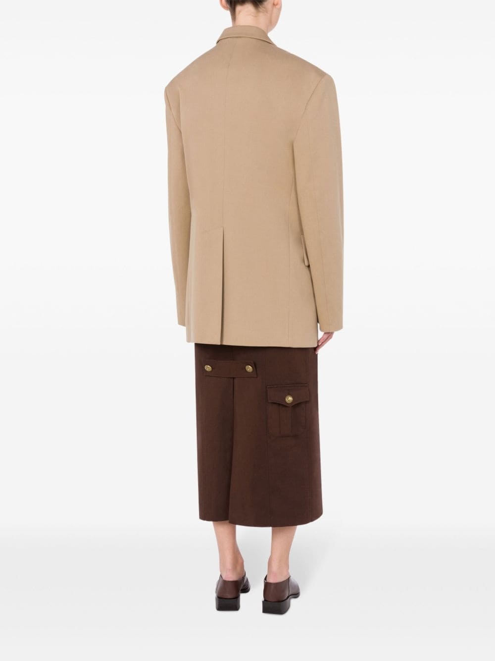 peak-lapel cotton-blend coat - 3