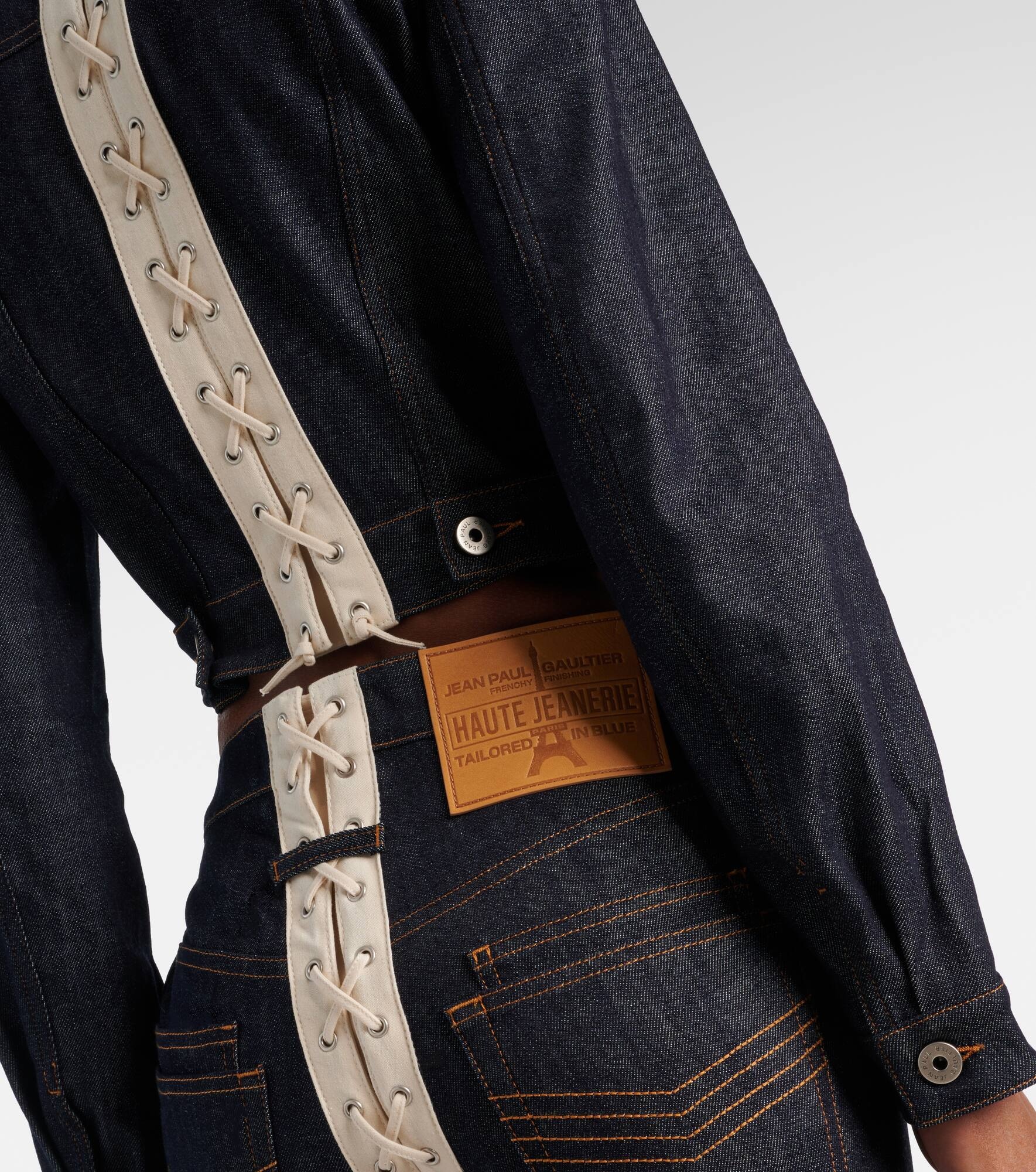 Lace-up cropped denim jacket - 5
