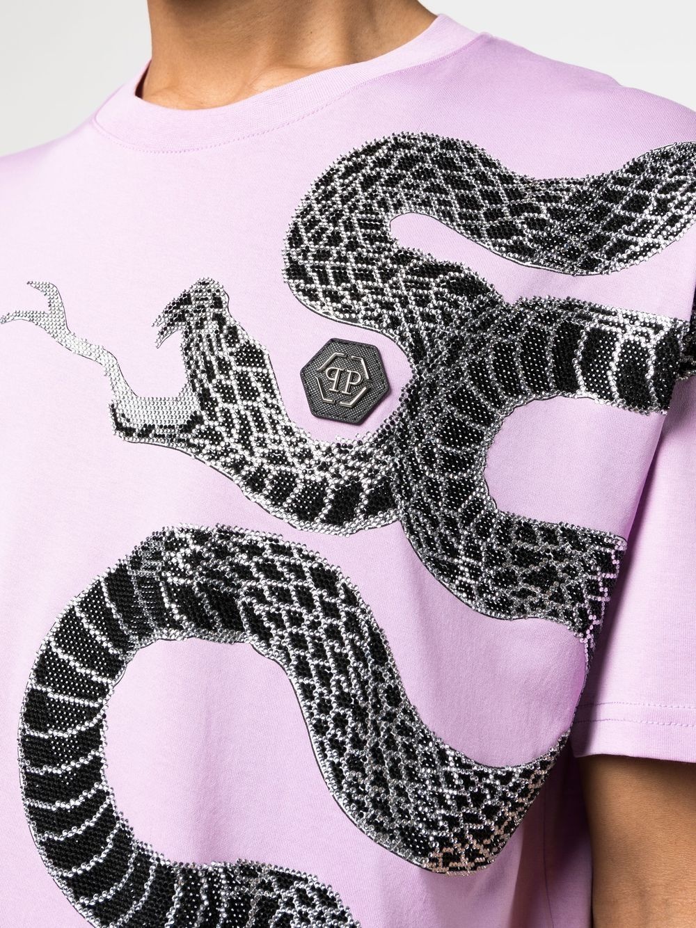 embellished snake-print T-shirt - 5