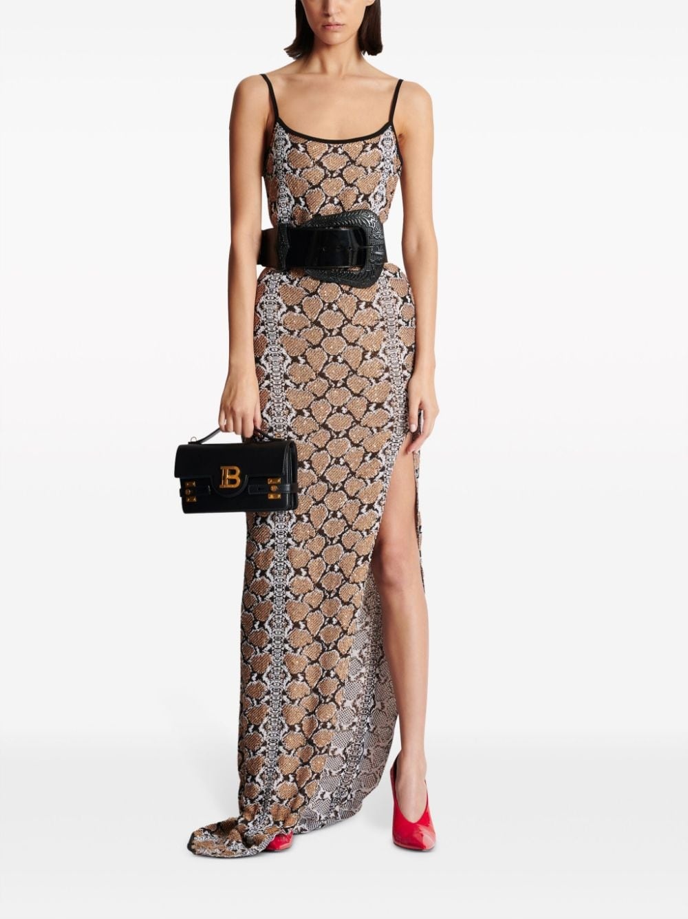 snakeskin-jacquard sequin-embellished dress - 2