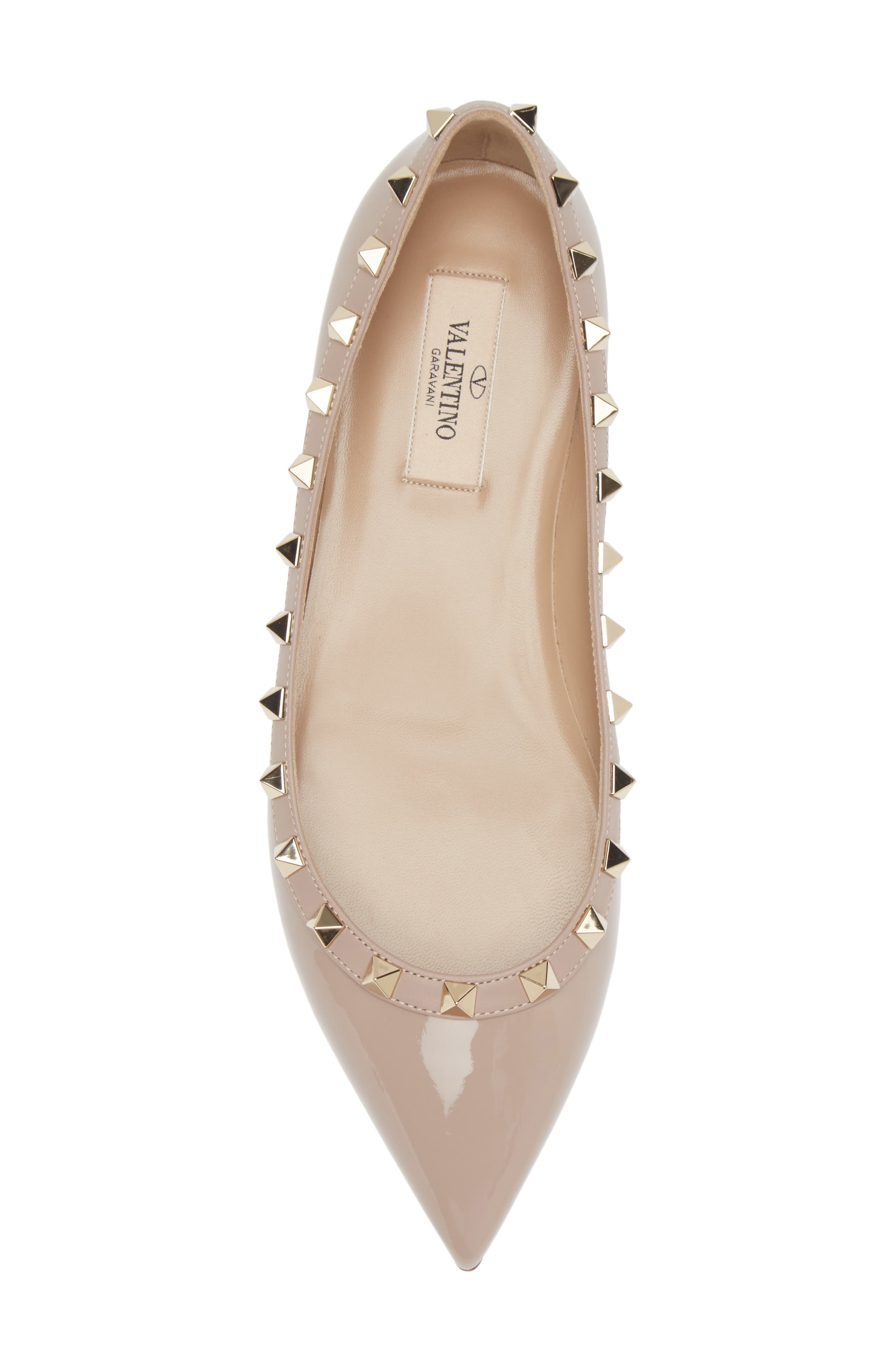 Valentino Garavani Rockstud Pointed Toe Ballerina Flat in P45 Poudre/Poudre at Nordstrom - 5
