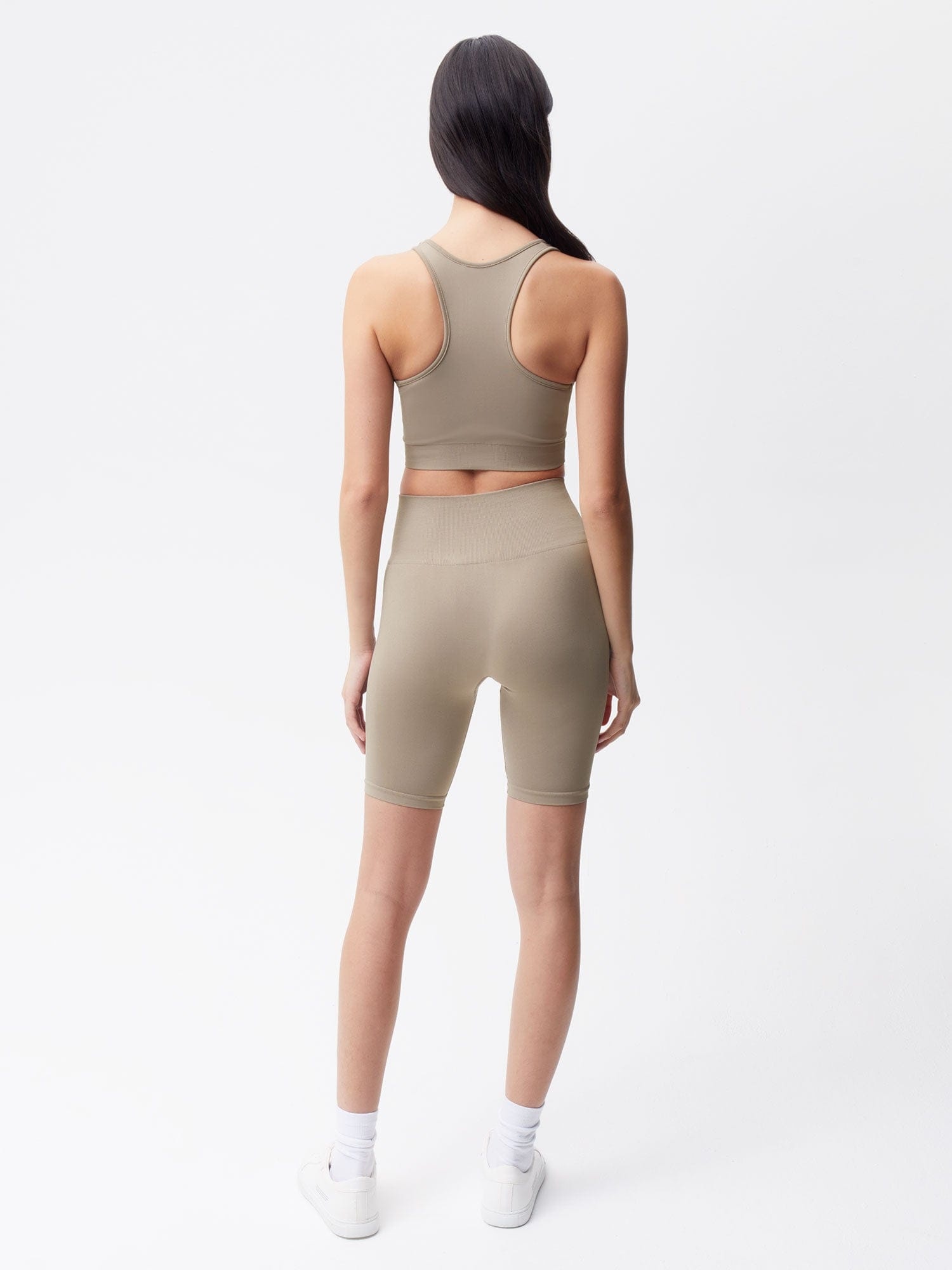 Womens Plant-Stretch Compressive Cycle Shorts - Taupe - 3