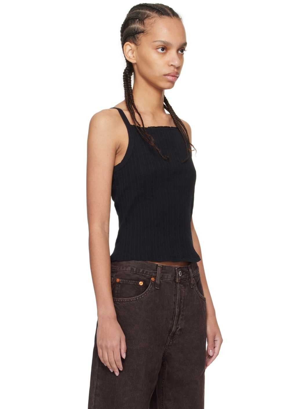 Black Square Neck Tank Top - 2