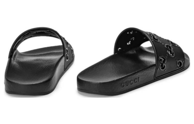 (WMNS) Gucci Rubber GG Slide 'Black' 573922-JDR00-1000 - 4