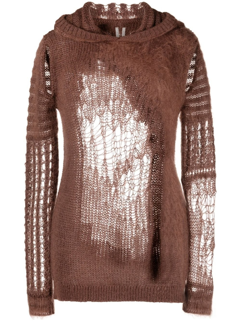 perforated-design knitted hoodie 1