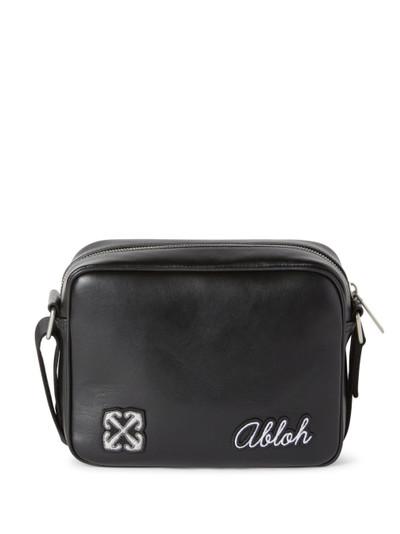 Off-White Varsity patch-detail leather messenger bag outlook