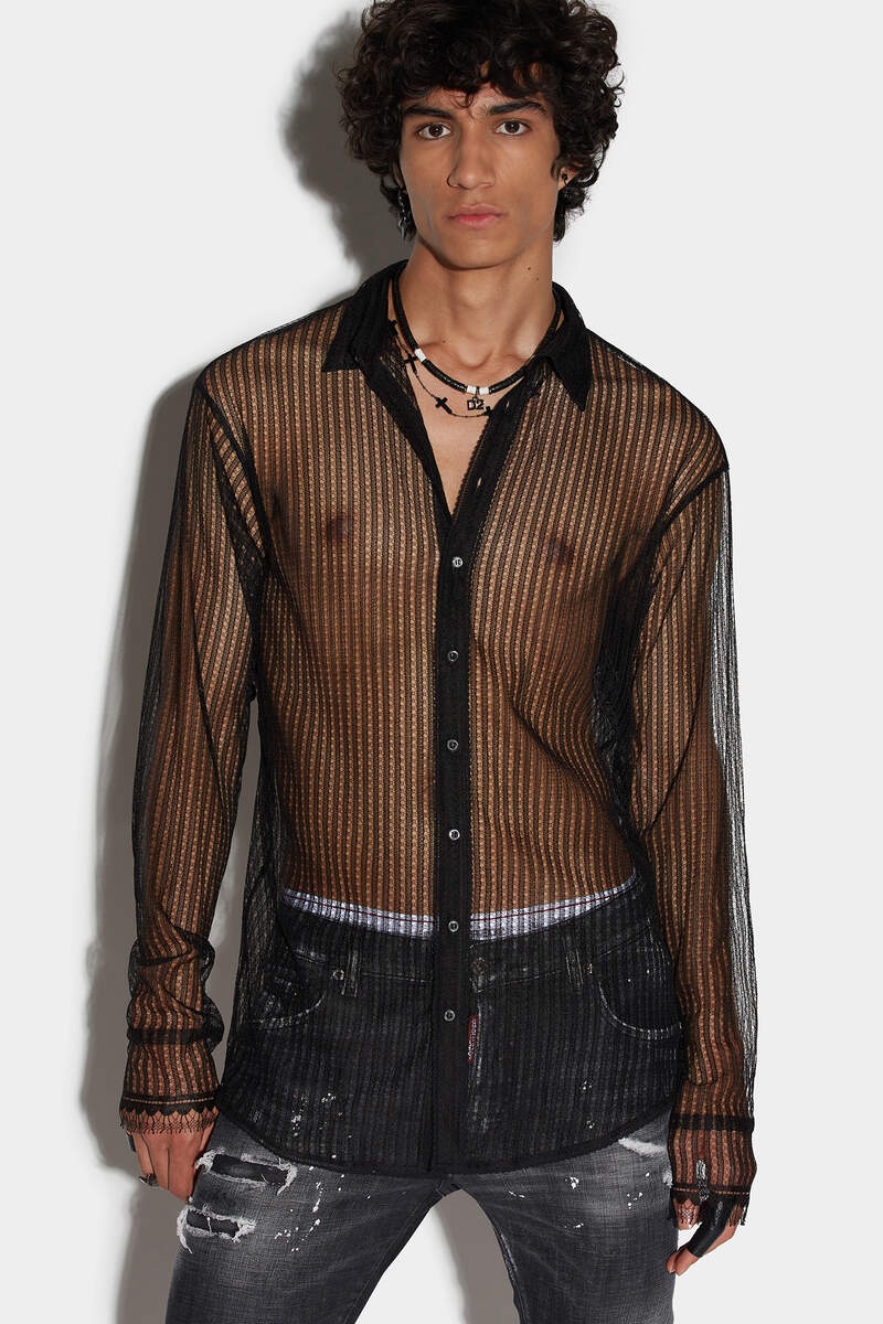 LACE DROPPED SHOULDER SHIRT - 3