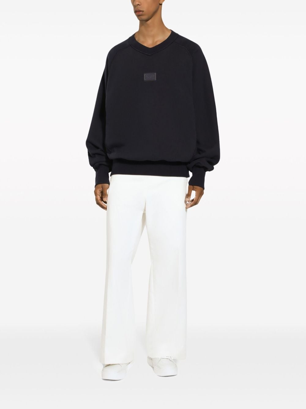 logo-plaque cotton sweatshirt - 3