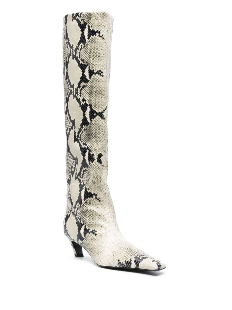 snakeskin-print 65mm leather boots - 2