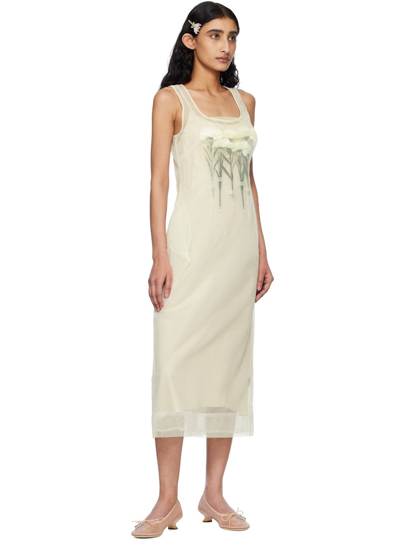 Simone Rocha Pink Embellished Flower Mesh Ballerina Heels outlook