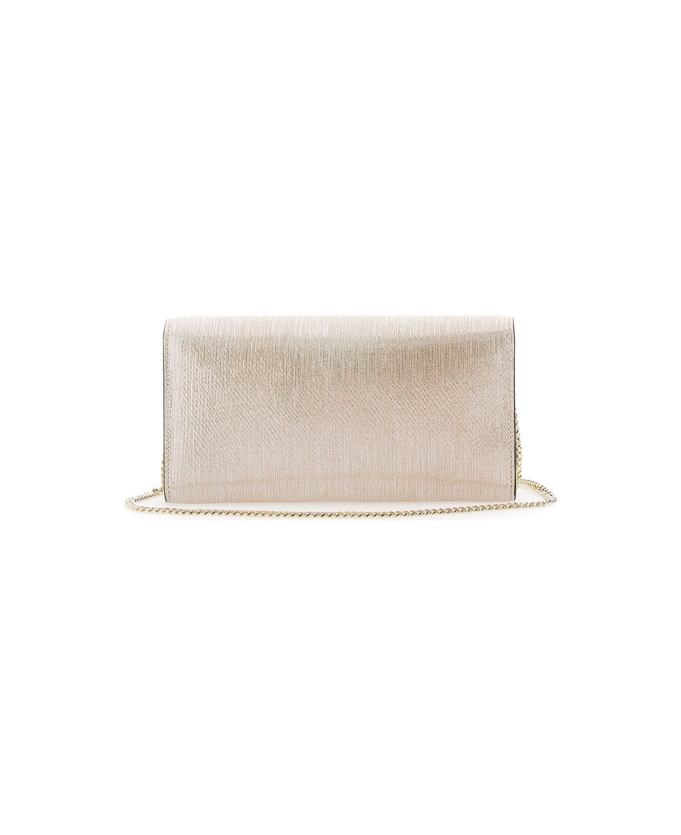 'emmie' Metallic Clutch With Chain-link Shoulder Strap And Embossed Logo Lettering On The Front In L - 2