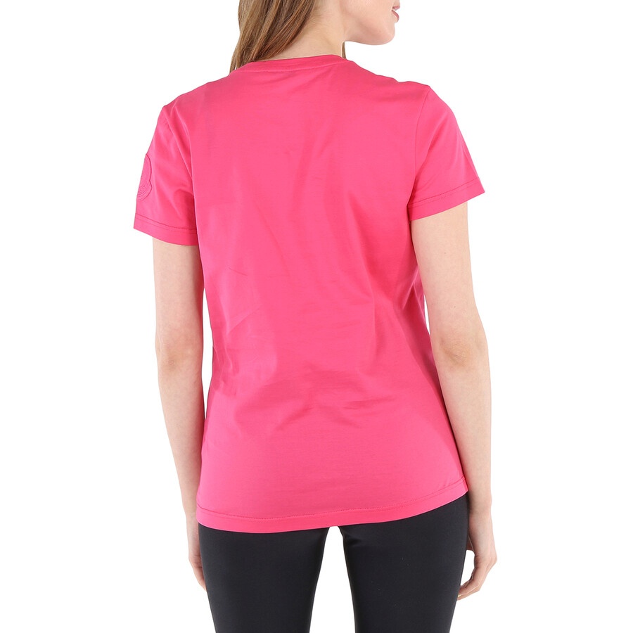 Moncler Ladies Pink Logo Patch T-Shirt - 6