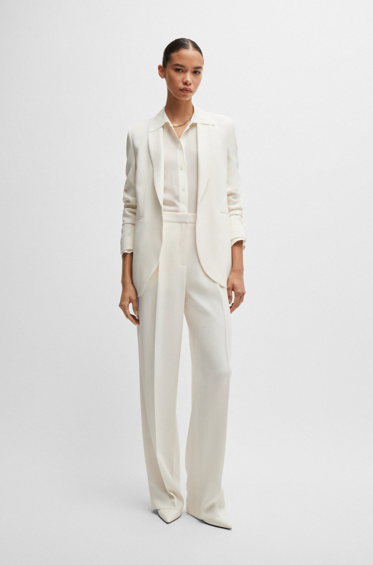 REGULAR-FIT TROUSERS IN MATTE FABRIC - 3