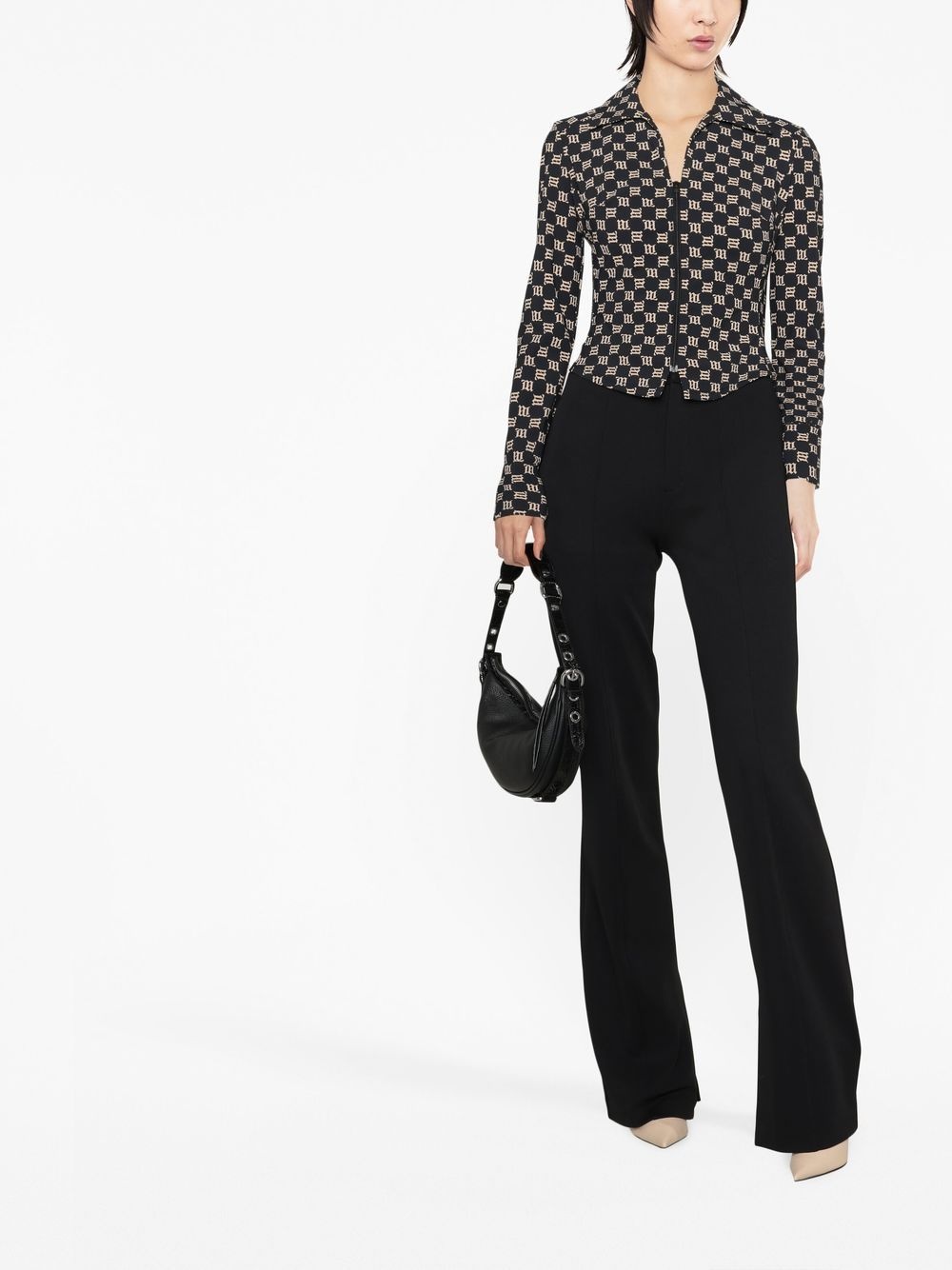 monogram zipped fitted jacket - 3