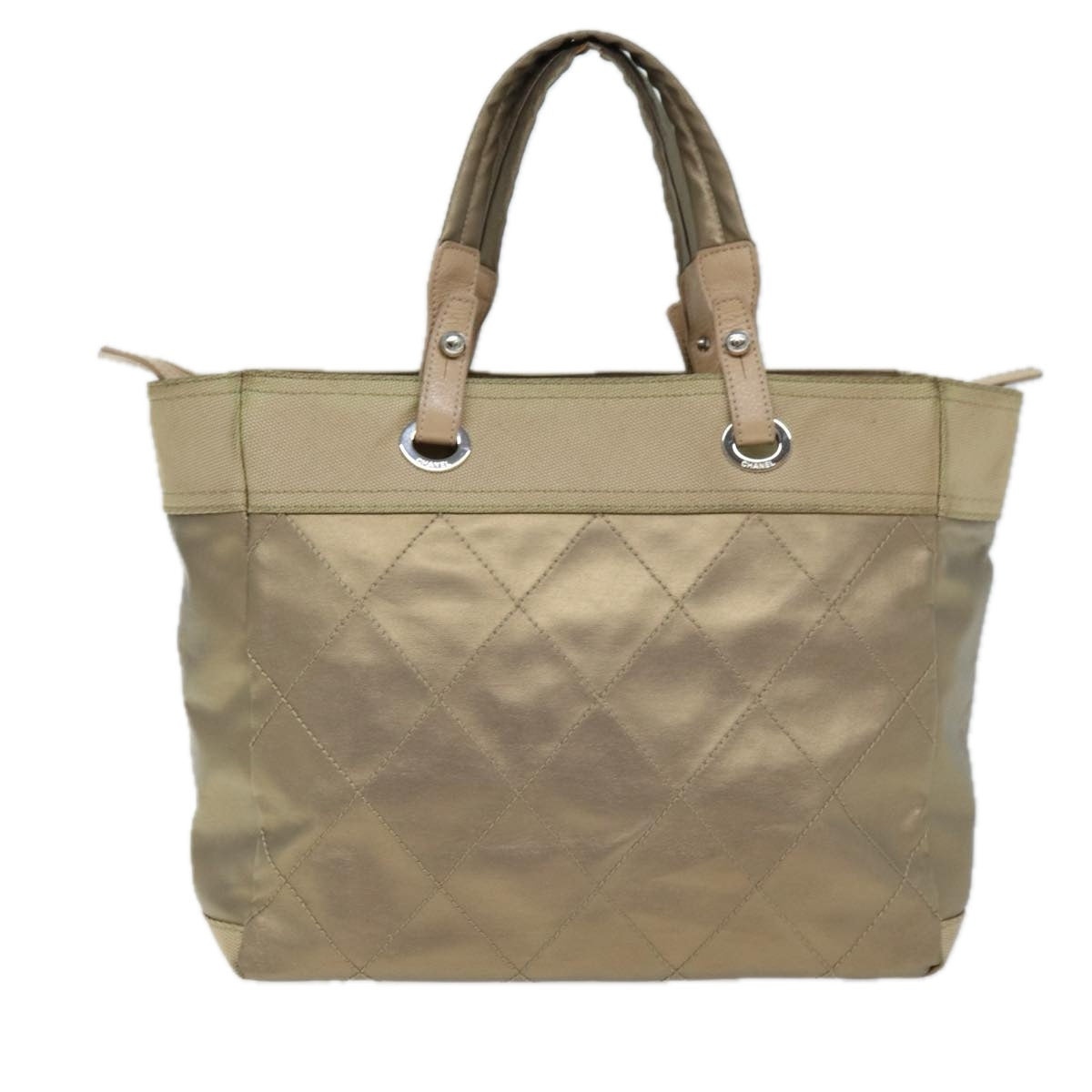 CHANEL Wild Stitch Tote Bag Leather Beige CC - 2