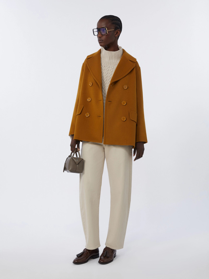 'S Max Mara Cable-knit wool and cashmere polo-neck sweater - WHITE outlook