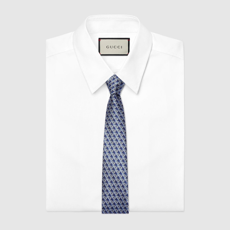GUCCI Geometric G silk jacquard tie outlook