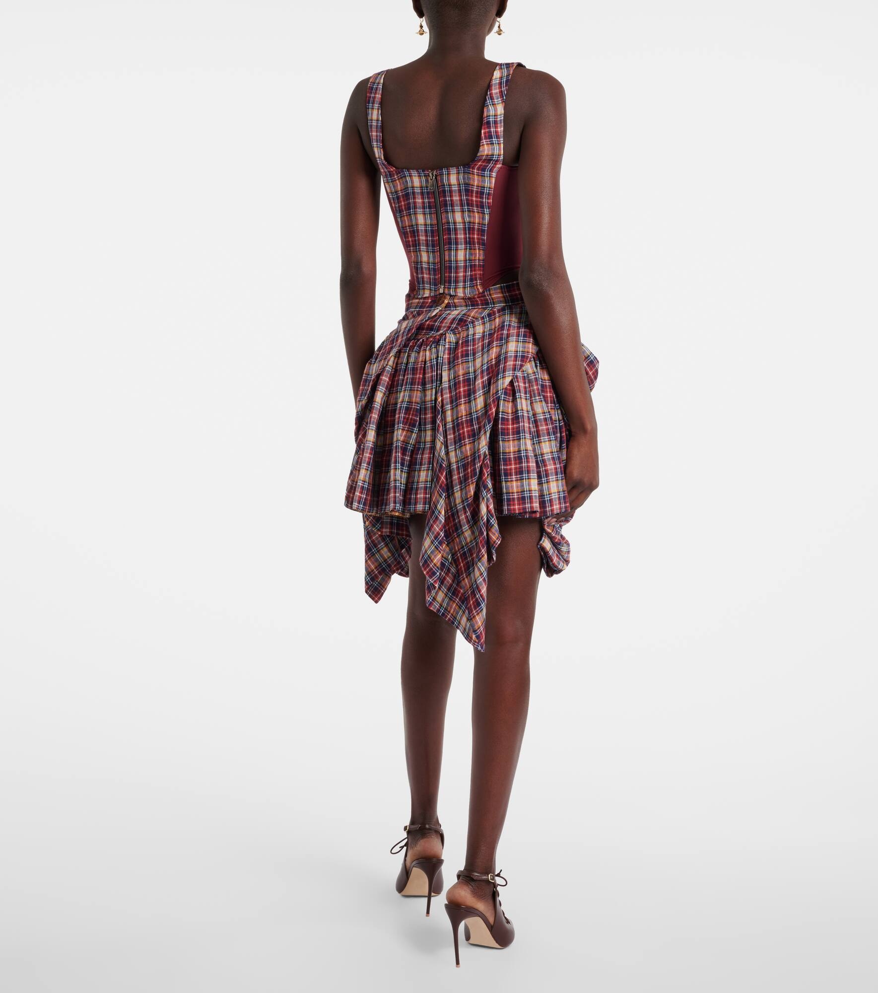 Puppy tartan linen and cotton corset - 3