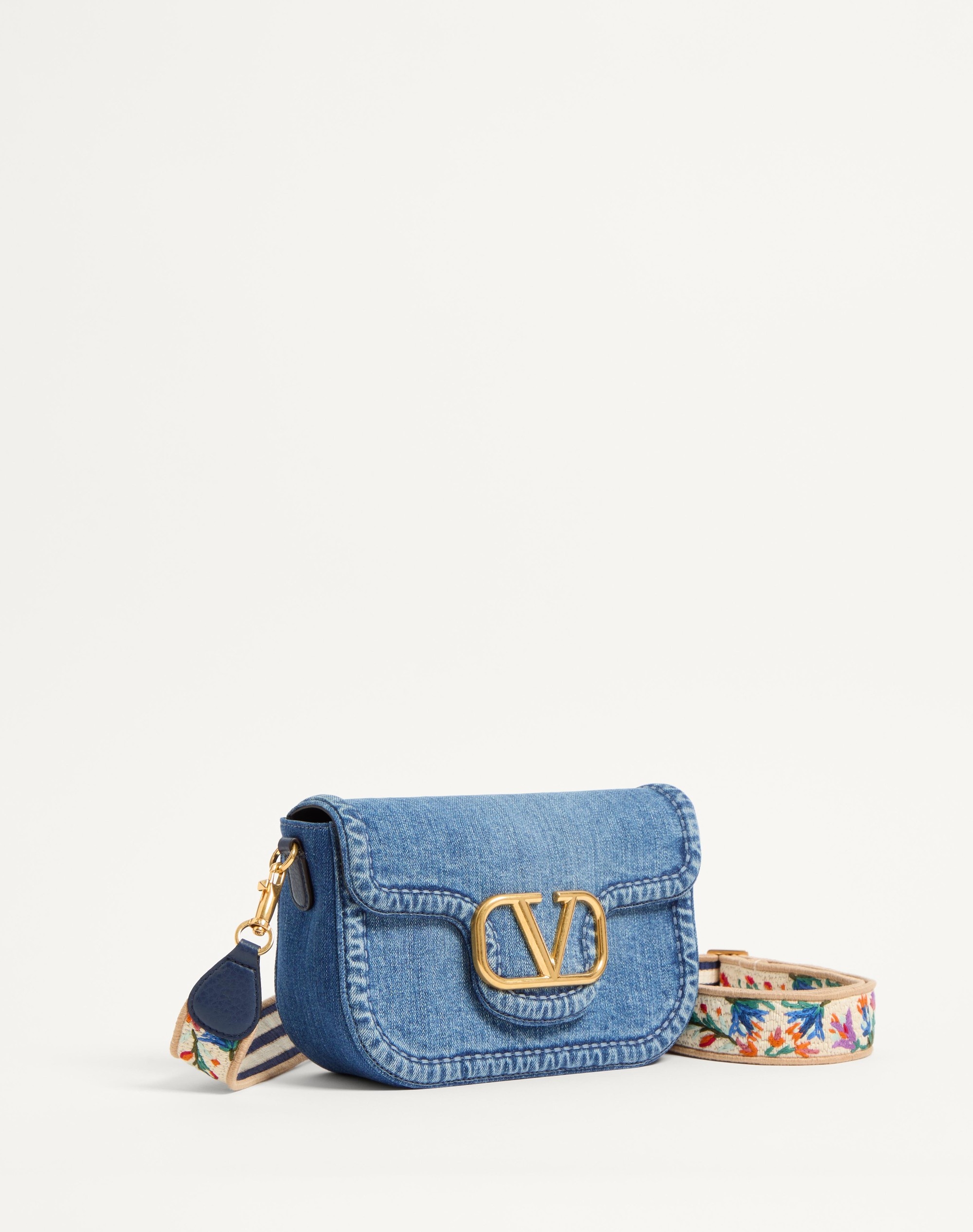 Valentino VALENTINO GARAVANI ALLTIME DENIM SHOULDER BAG WITH