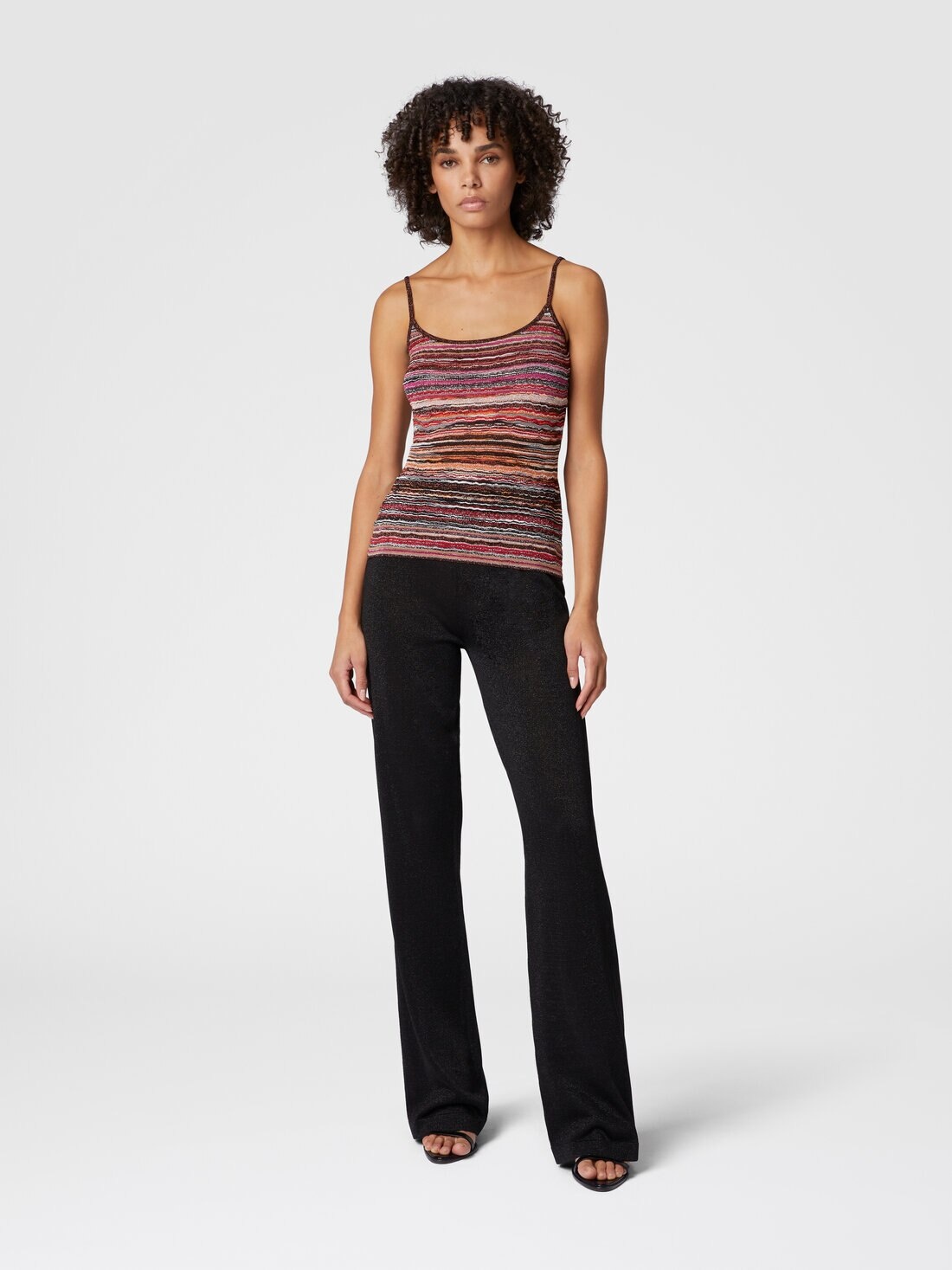 Tank top in embossed viscose with lamé wave pattern - 2