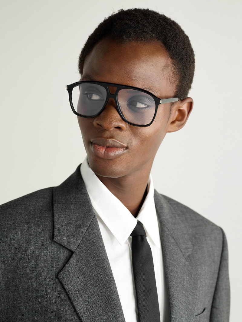 SAINT LAURENT Aviator-Style Acetate Optical Glasses Black outlook