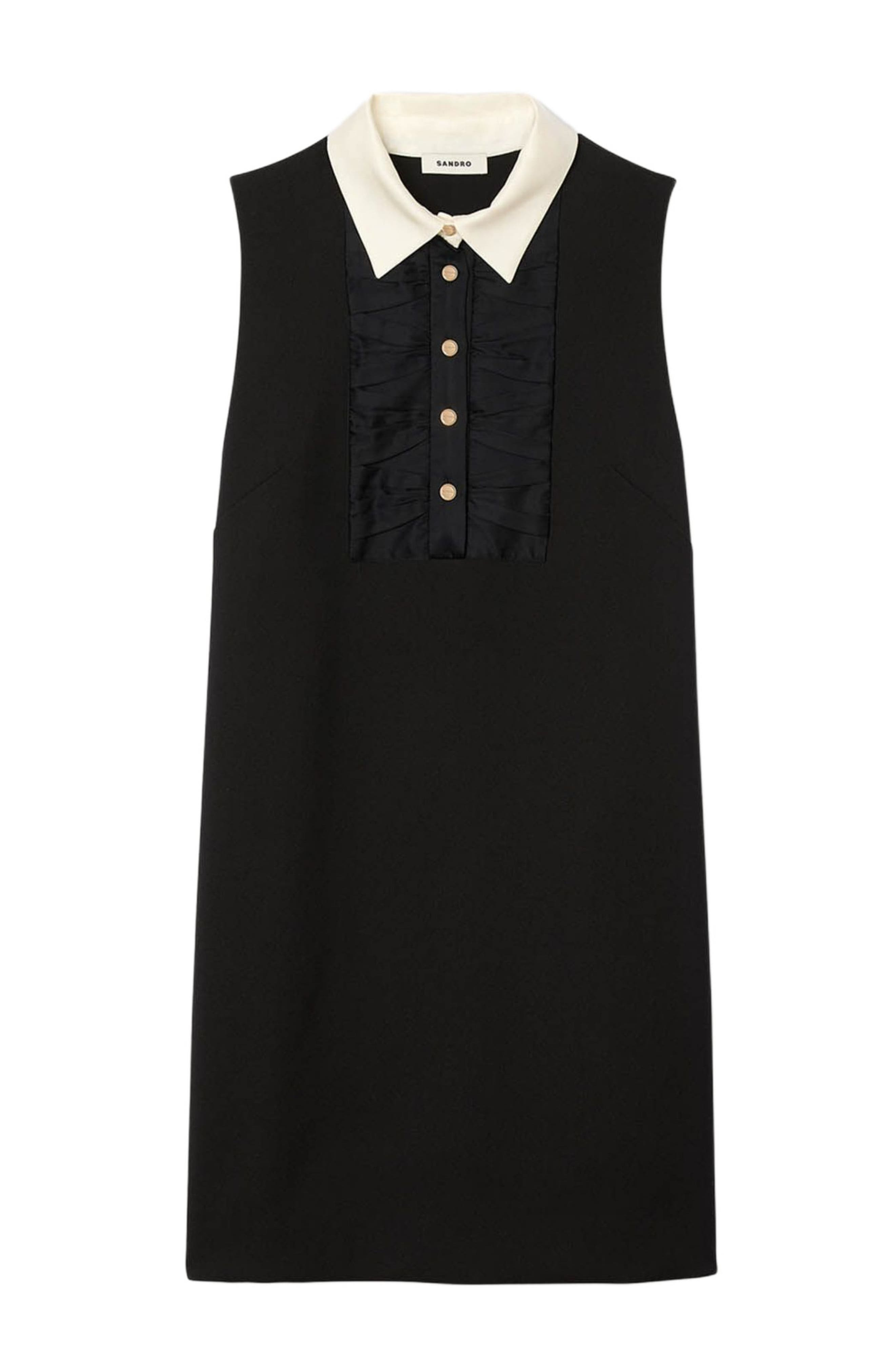 SANDRO Short dress with contrast collar in Black at Nordstrom - 5