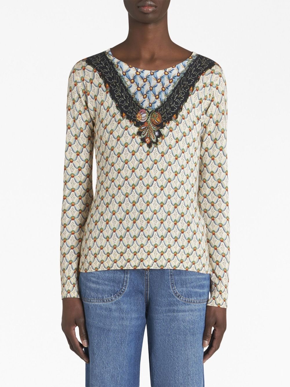 floral-print knitted top - 2