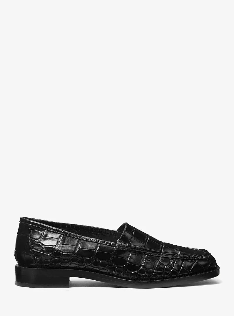 Carolyn Crocodile Embossed Leather Loafer - 1