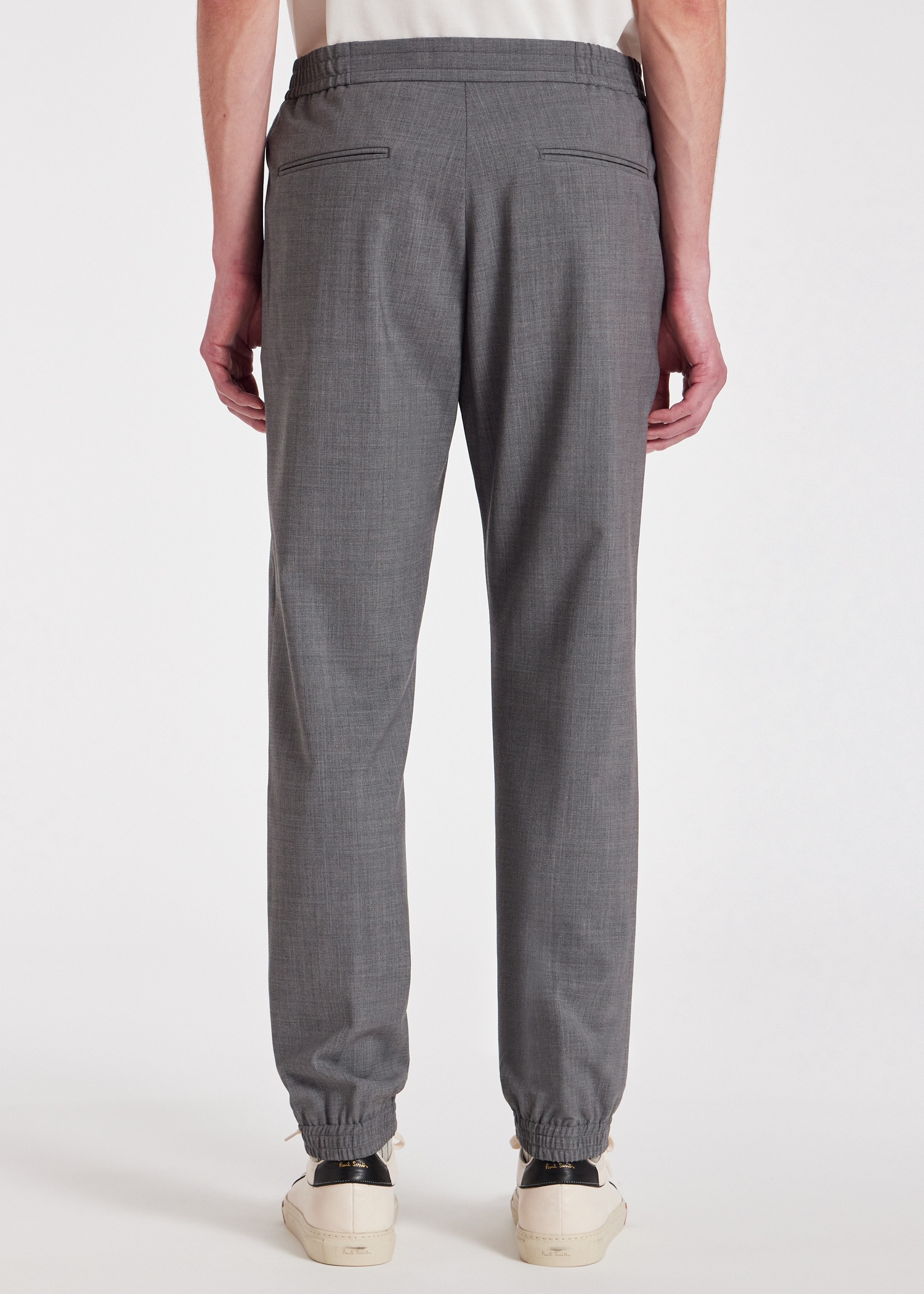 Paul Smith Grey Bi-Stretch Wool Cuffed Trousers | REVERSIBLE