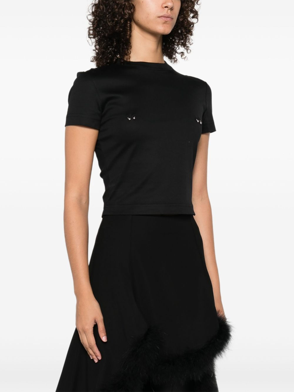 piercing-detail cotton T-shirt - 3