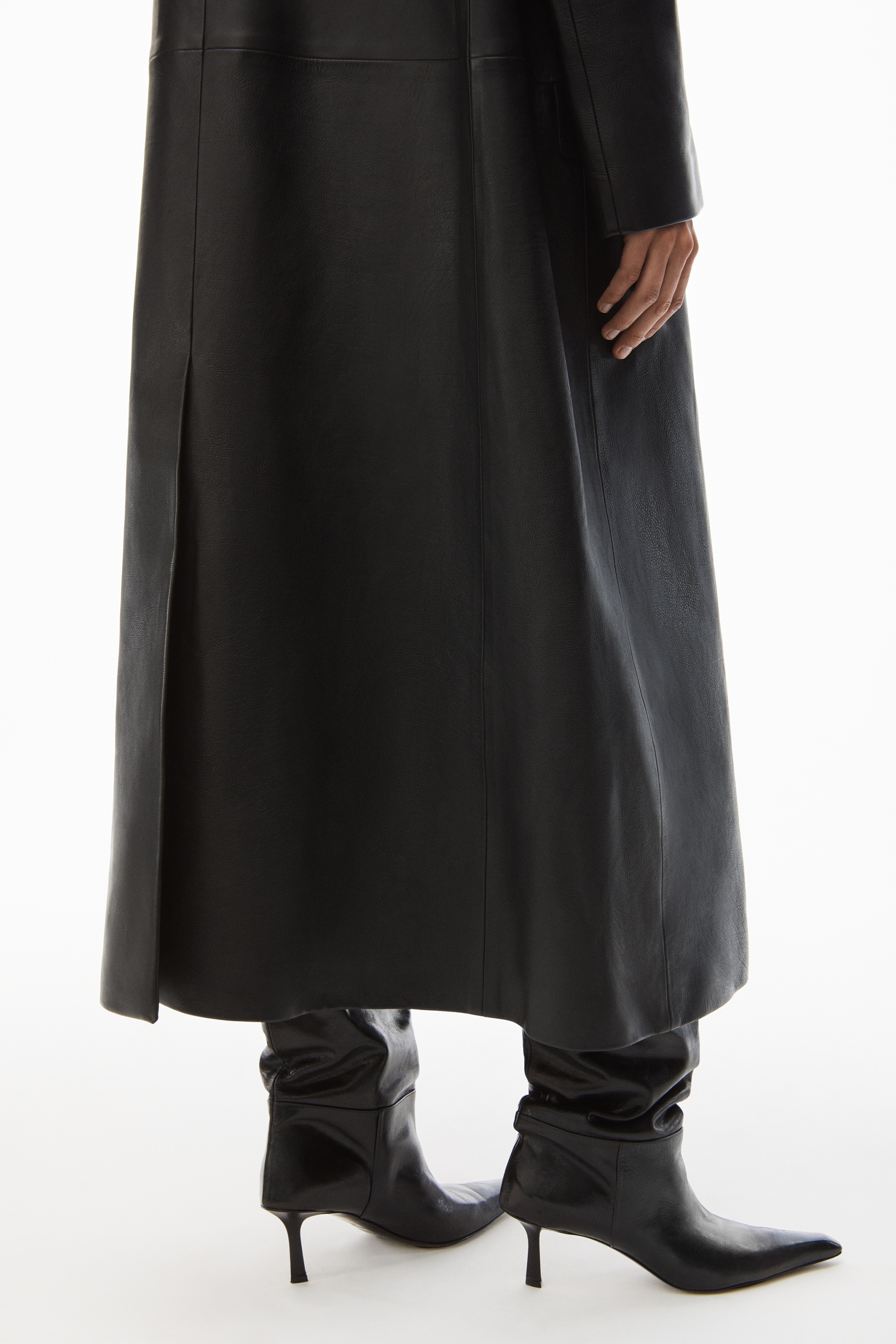 TAILORED BOXY COAT IN MOTO LEATHER - 6