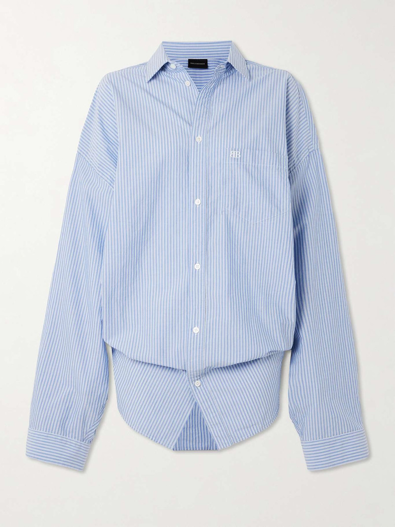 Oversized knotted striped cotton shirt - 1