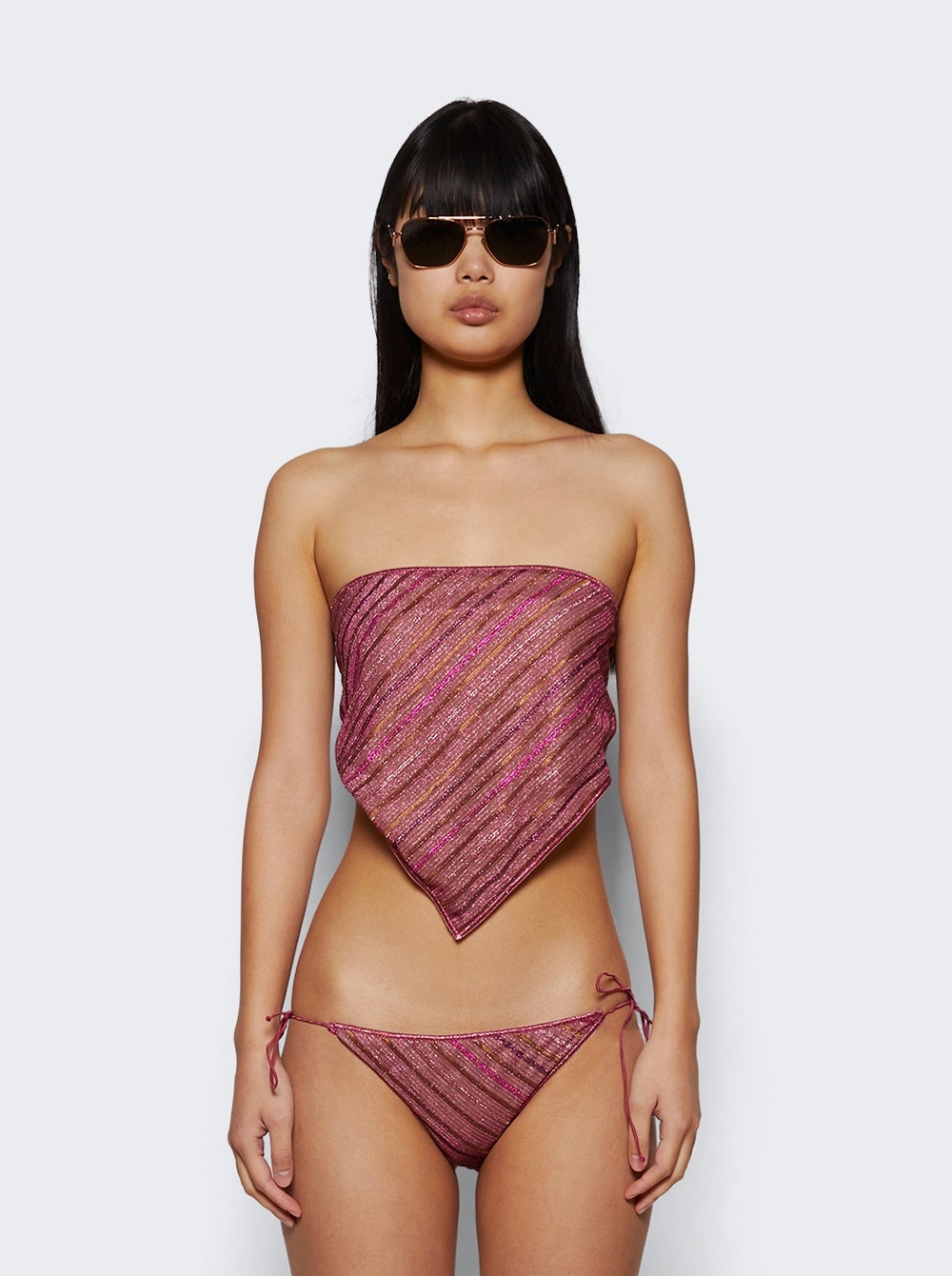 Shiny Stripes Bandana Set Rose - 2