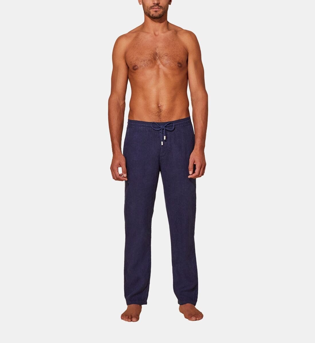 Vilebrequin Men's Solid Linen Pants in Bleu Marine at Nordstrom - 6