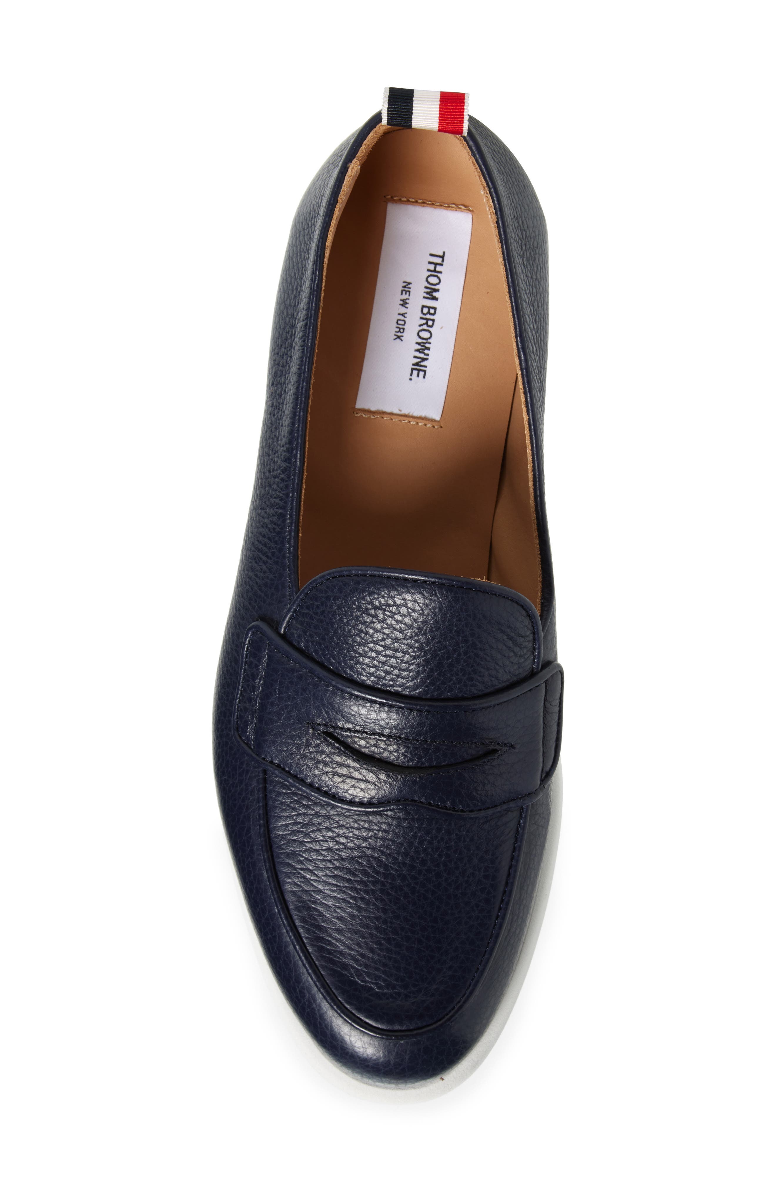 Thom Browne Varsity Square Toe Penny Loafer in Navy at Nordstrom - 5