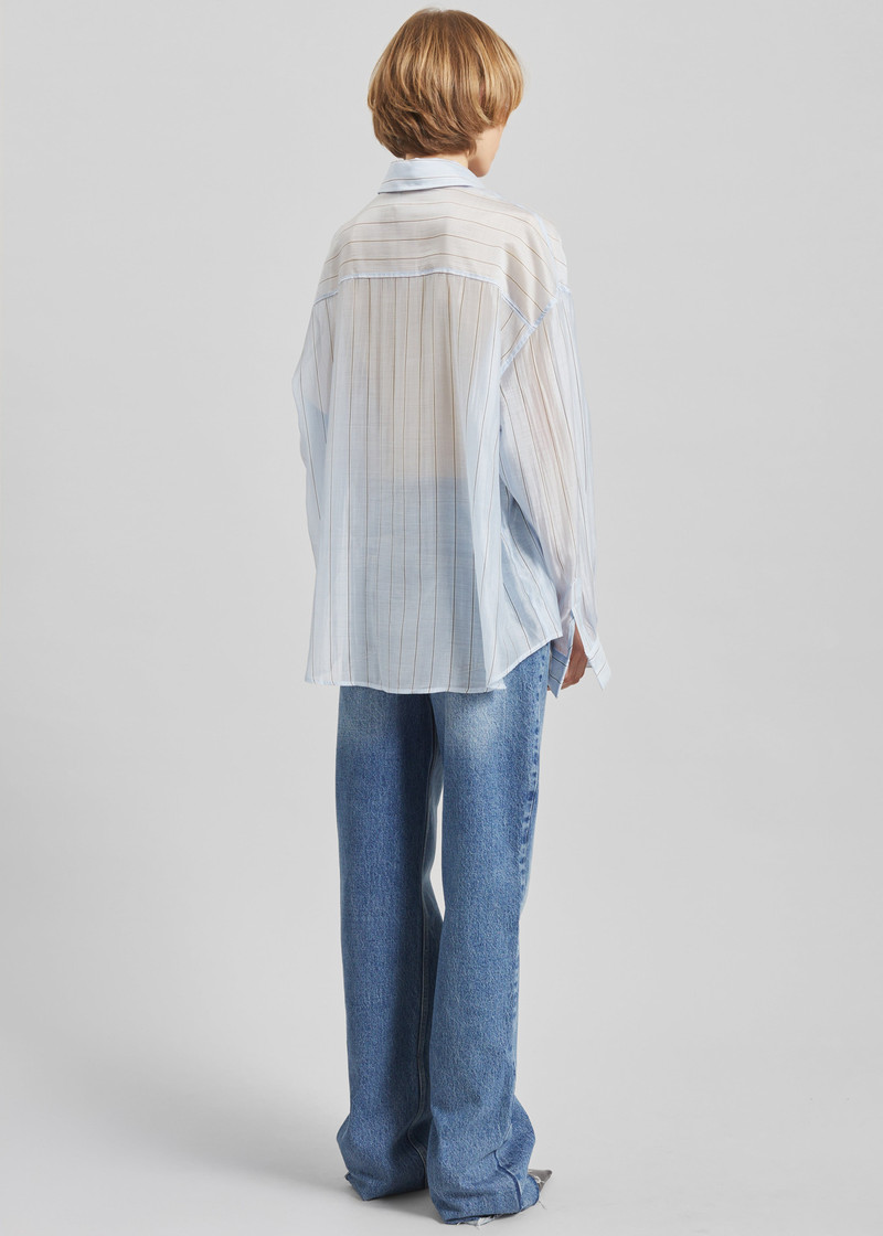 Vranor Light Sheer Shirt - Light Blue/Black Stripe 8