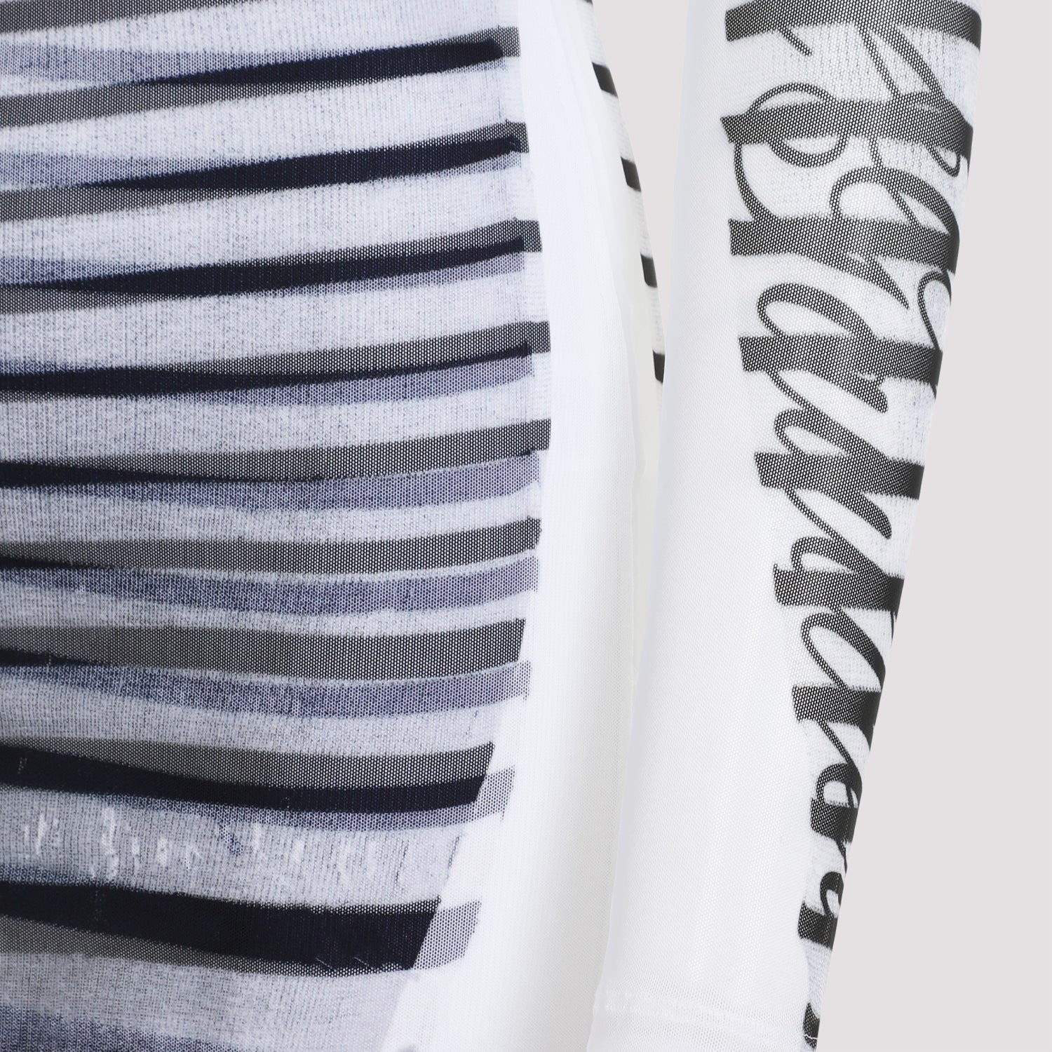 Jean Paul Gaultier Spandex Mesh Printed Feathers Mariniere Mini Dress Women - 3
