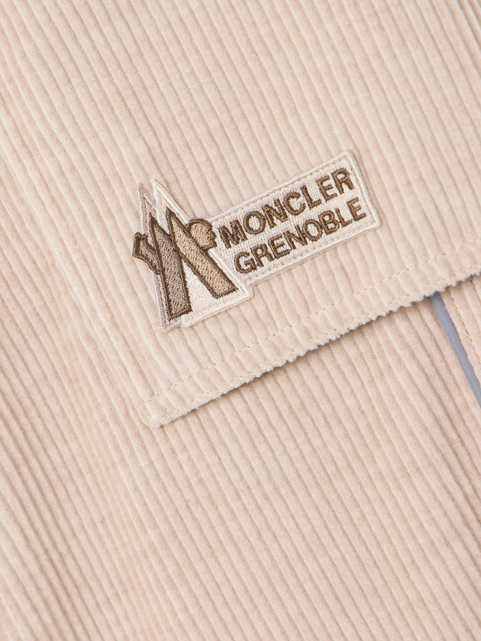 Shell-trimmed cotton-corduroy wide-leg pants Beige - 4