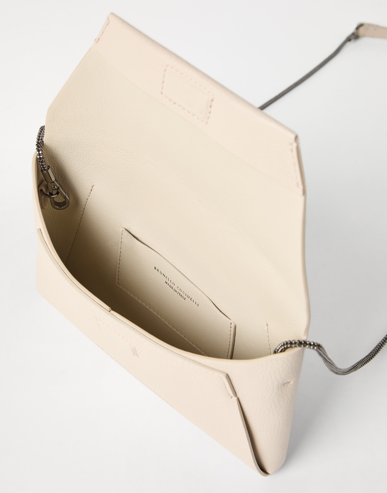BC Duo pochette in grained leather with precious chain - 5